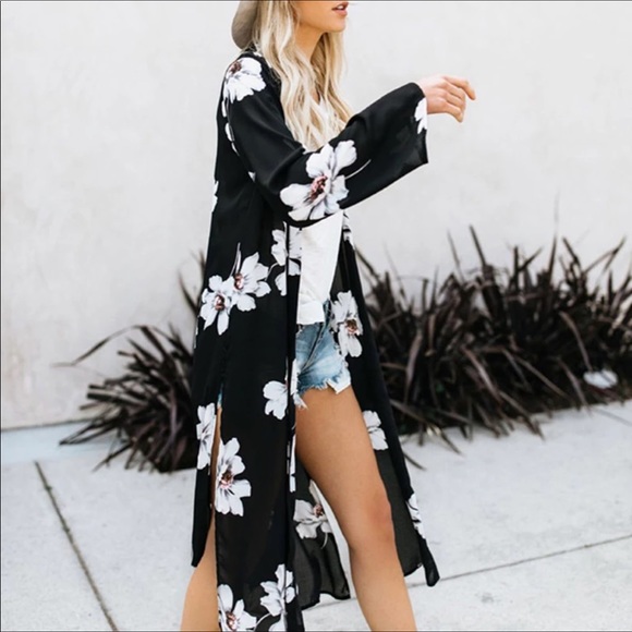 SHILO-Boho Floral Print Kimono Cardigan - Picture 5 of 6